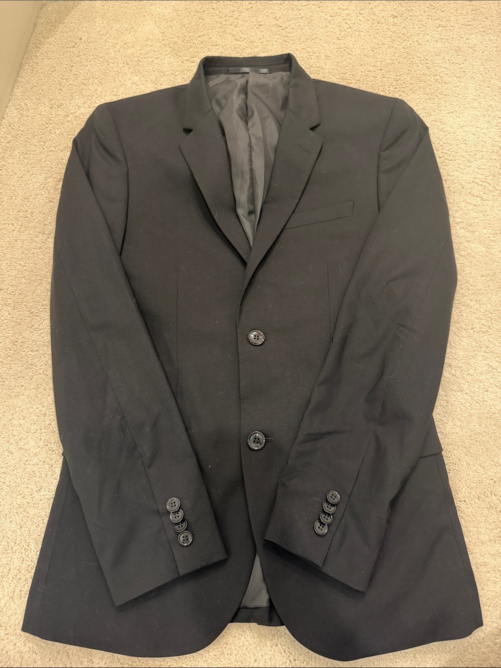 Men's Black Tailored Blazer - Classic Single-Breasted Jacket